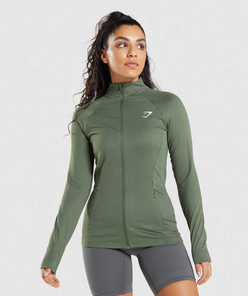 Women\'s Gymshark Training Jackets Olive | NZ 6ZEGSY